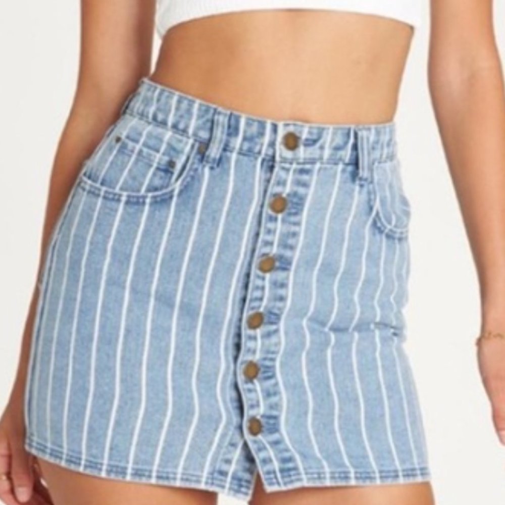 Billabong Striped Jean Skirt